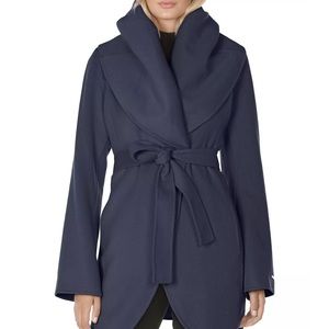 NEW Tahari coat Misty Blue Marla wrap belted